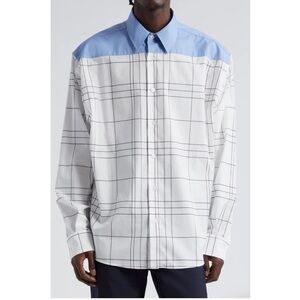 Marni Thin Check Poplin Shirt Blue/white Stone Long Sleeve M/48 NWT